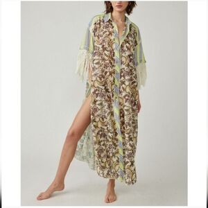 Free People Multicolor Floral Maxi Top